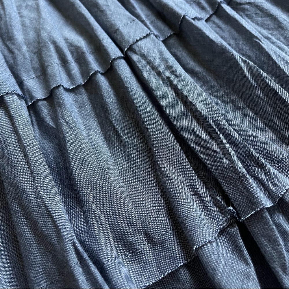 Studio West Skirt Chambray Tiered Maxi Size Large - Picture 6 of 13